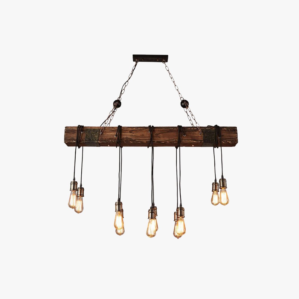 Alessio Lineaire Retro LED Hanglamp Bruin Eettafel Woonkamer Hout/Glas - afbeelding 1 | Noma Lighting