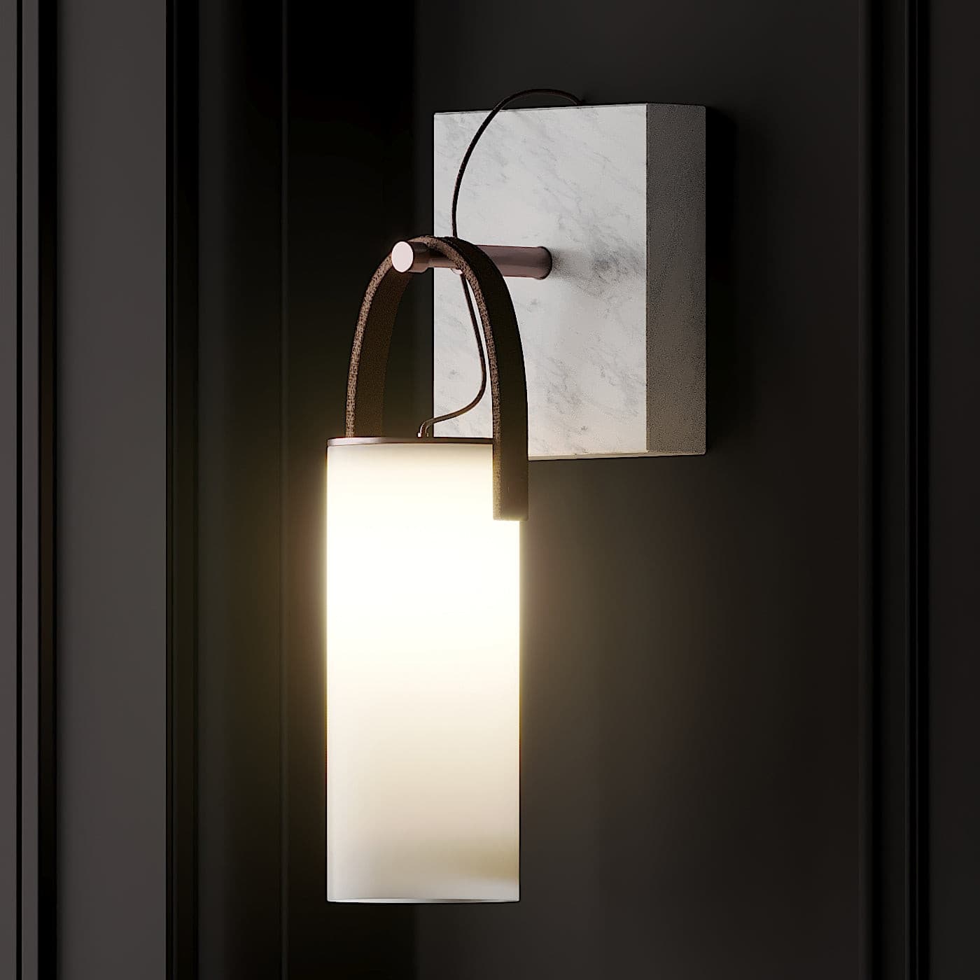 Galerie wandlamp Fontana glas leer marmer - afbeelding 21 | Noma Lighting