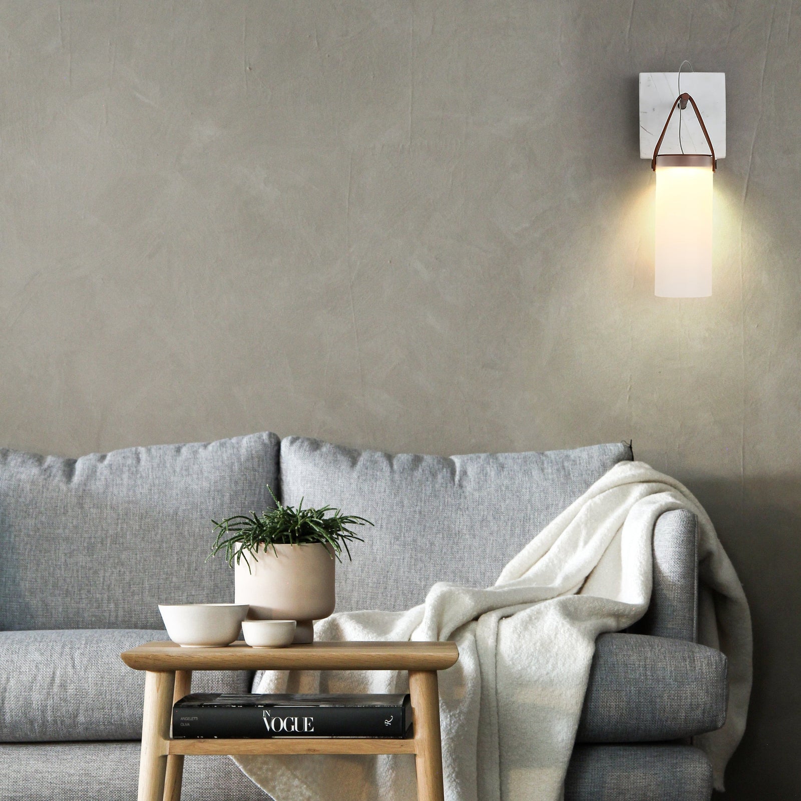 Galerie wandlamp Fontana glas leer marmer - afbeelding 23 | Noma Lighting