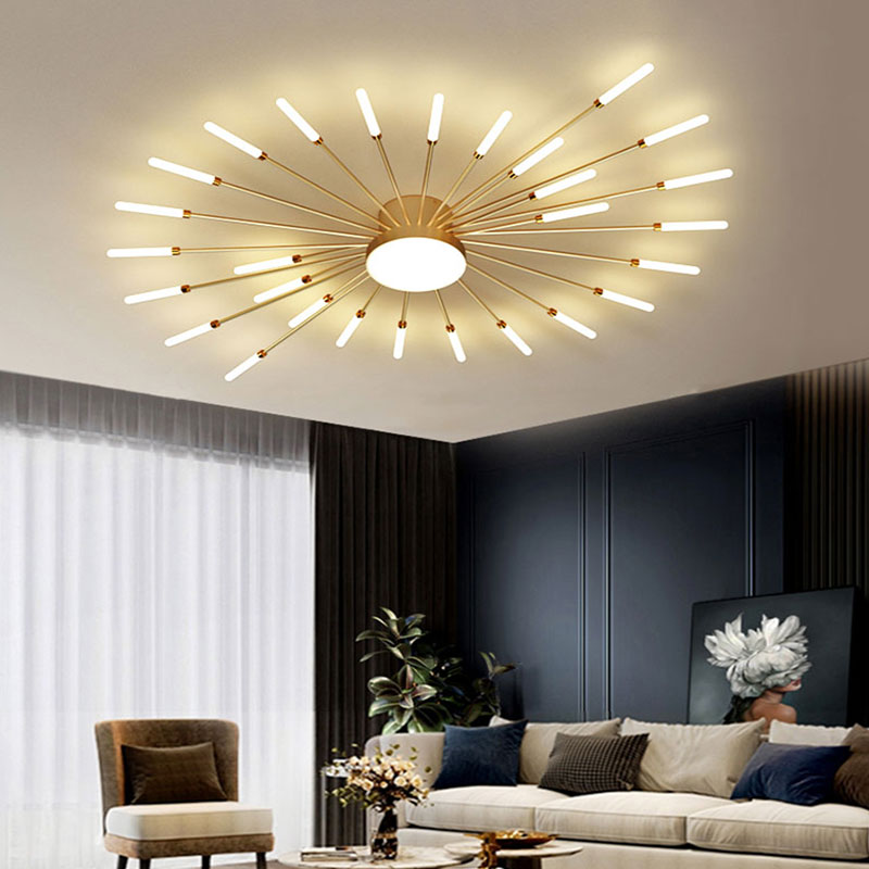 Lowry Moderne Vuurwerk LED Plafondlampen Zwart Goud Woonkamer - afbeelding 14 | Noma Lighting