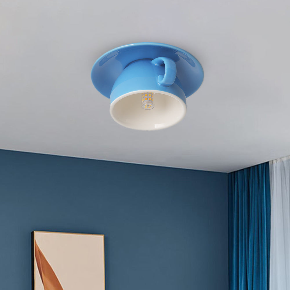 Morandi Moderne Koffiekopjes Keramische Plafondverlichting Blauw/Roze/Geel - afbeelding 7 | Noma Lighting