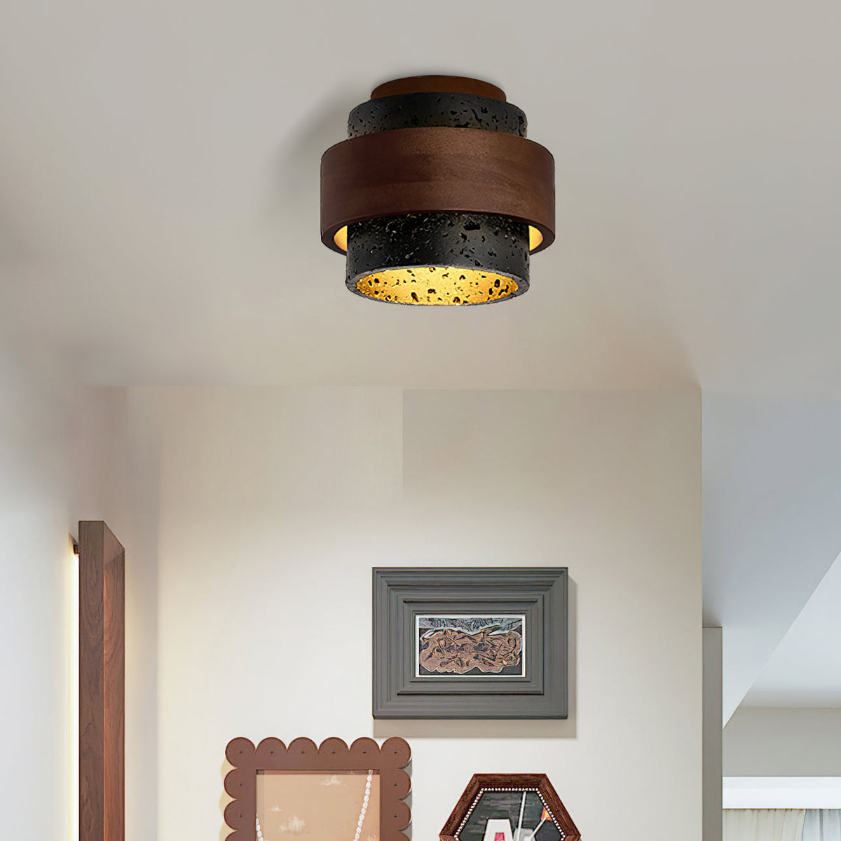 Noruaine zwarte travertin plafondlamp - afbeelding 3 | Noma Lighting