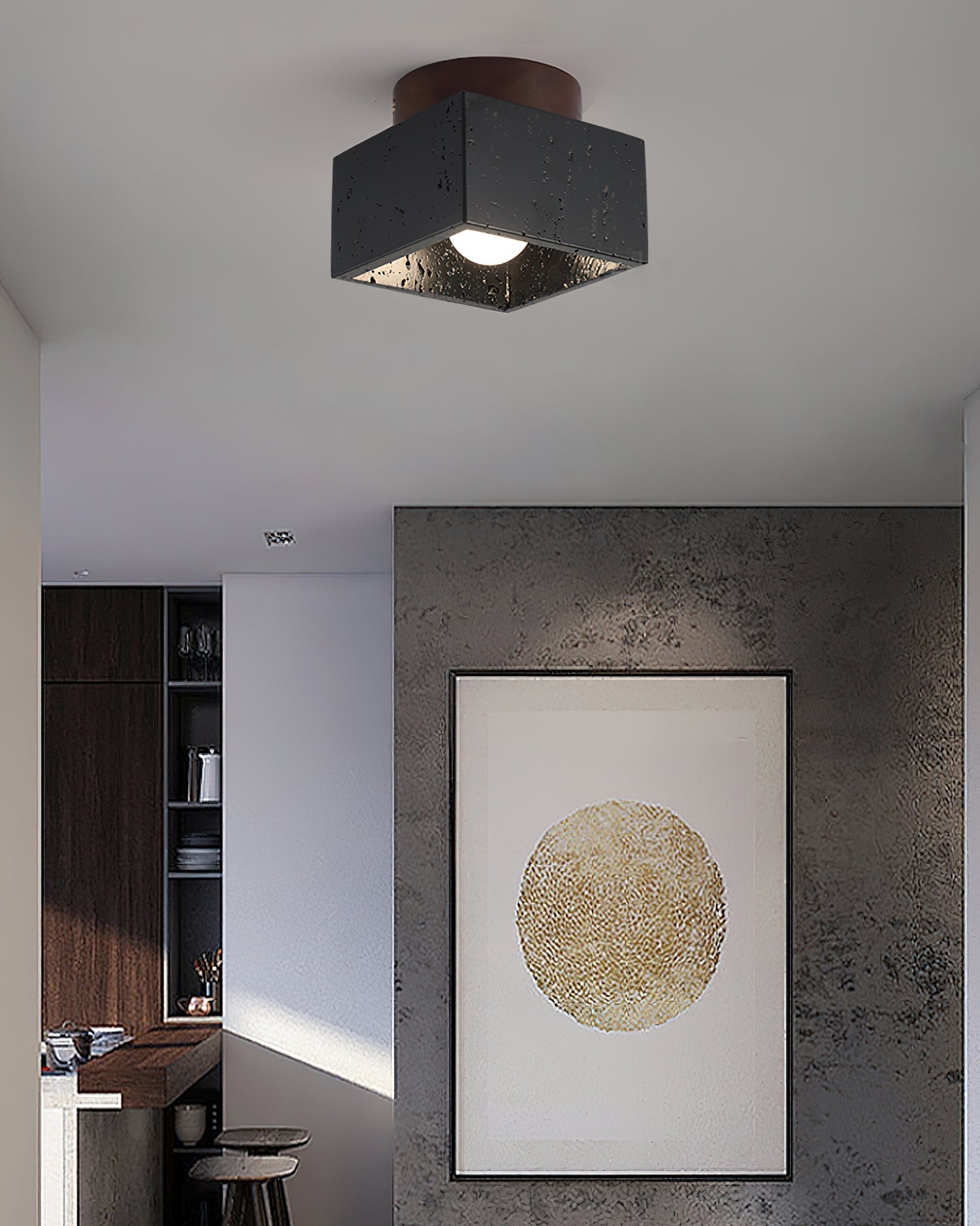 Rilon Ritta plafondlamp zwart & gele travertin - afbeelding 3 | Noma Lighting