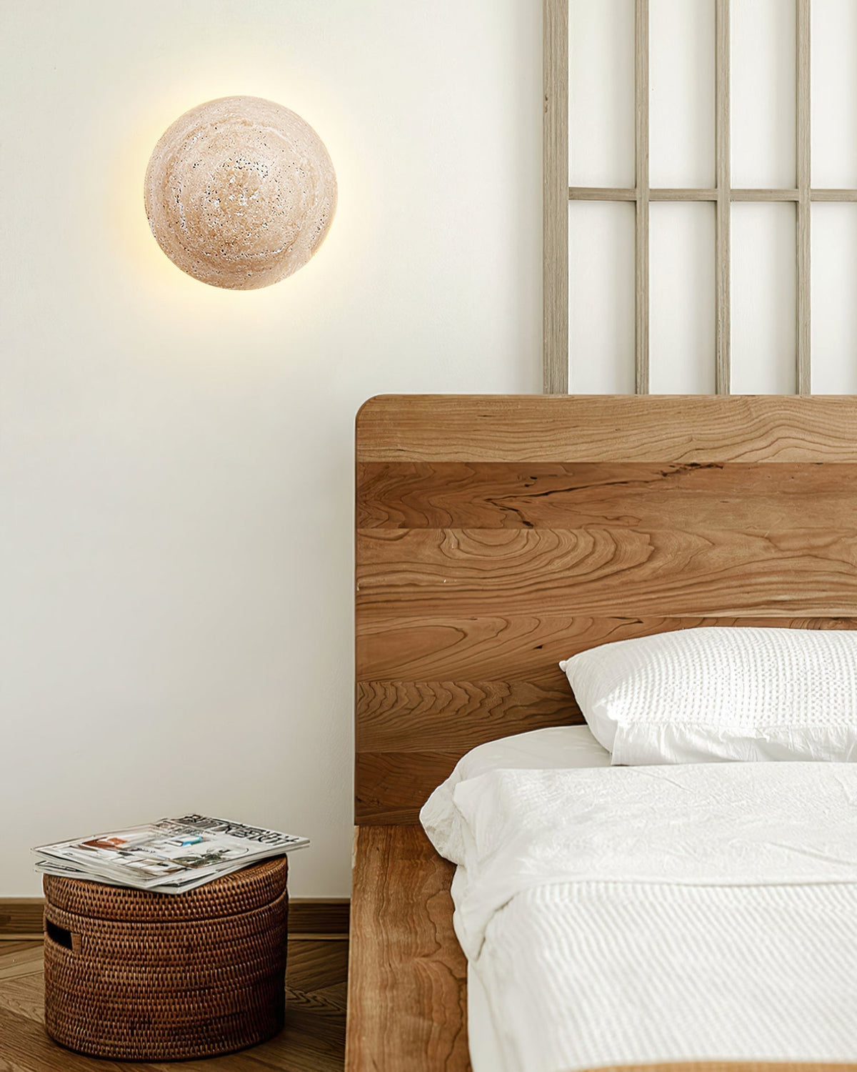 Tavenise ronde wandlamp in travertin - afbeelding 11 | Noma Lighting