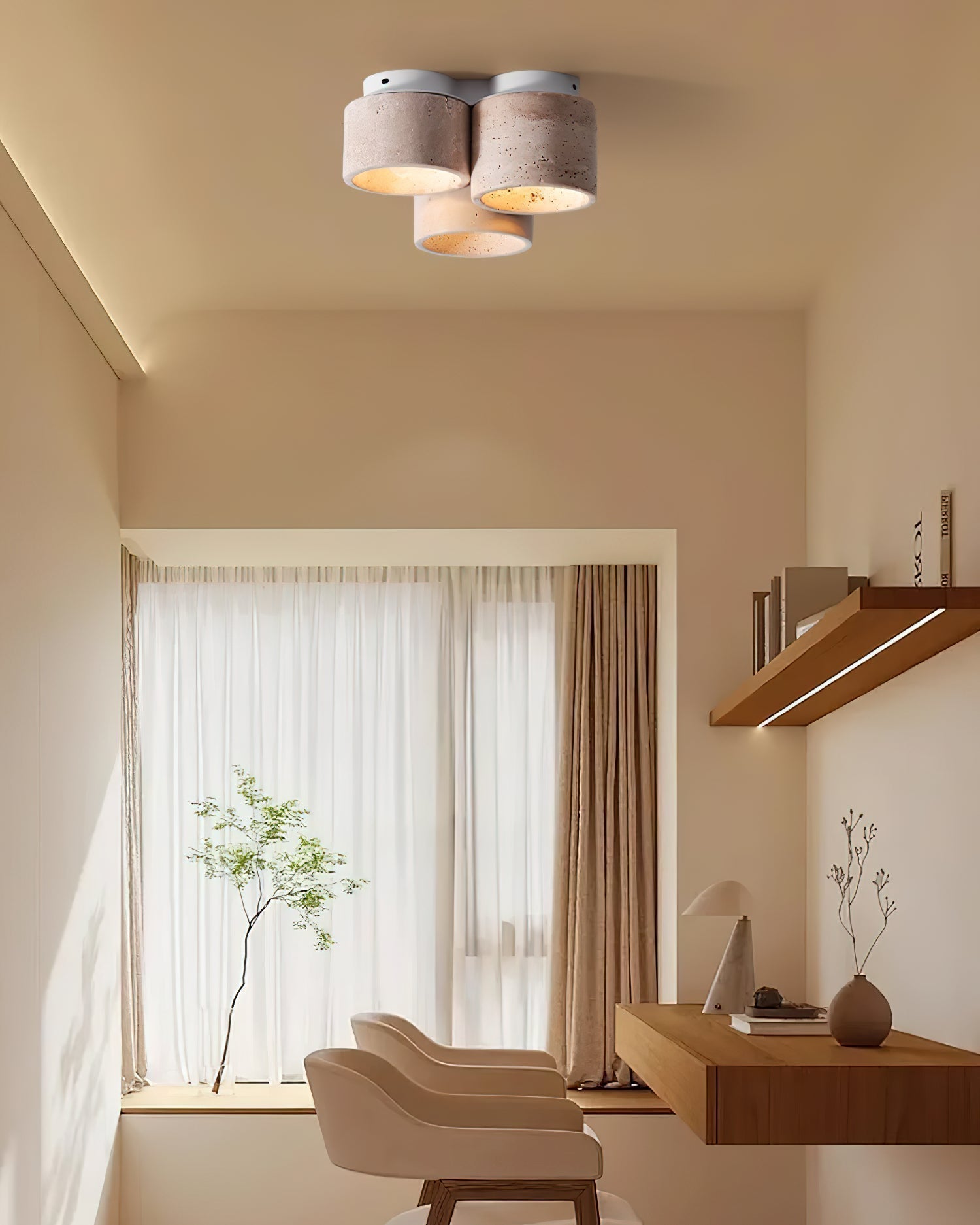 Valeneon travertin plafondlamp met 3 lichtpunten - afbeelding 6 | Noma Lighting