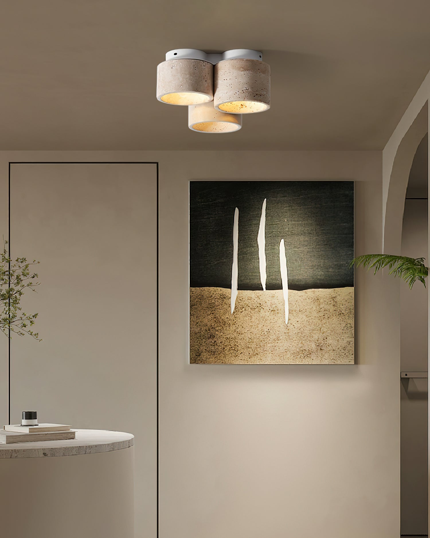 Valeneon travertin plafondlamp met 3 lichtpunten - afbeelding 8 | Noma Lighting