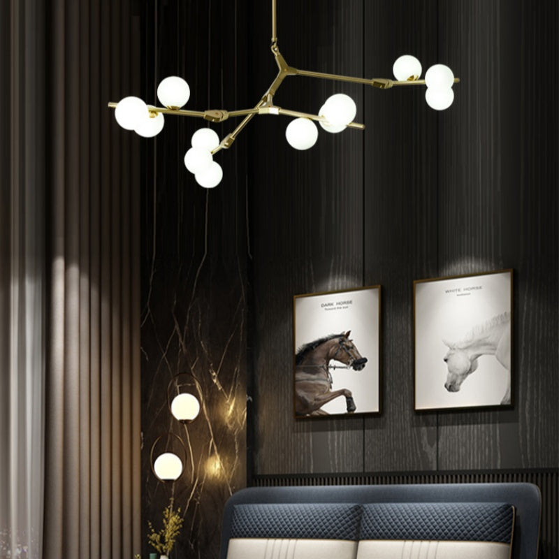 Valentina Moderne LED-kroonluchters Goud/Zwart Glas Woonkamer/Mall - afbeelding 6 | Noma Lighting