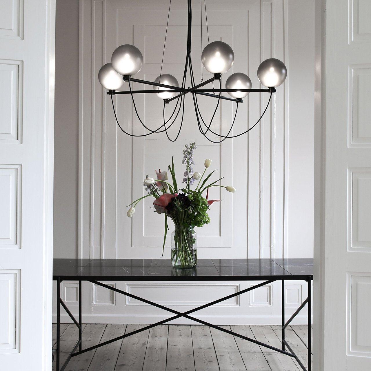 Valentina Scandinavisch Moderne Glazen Bol Kroonluchter Rookgrijs/Blauw Woon/Slaap/Eetkamer - afbeelding 2 | Noma Lighting