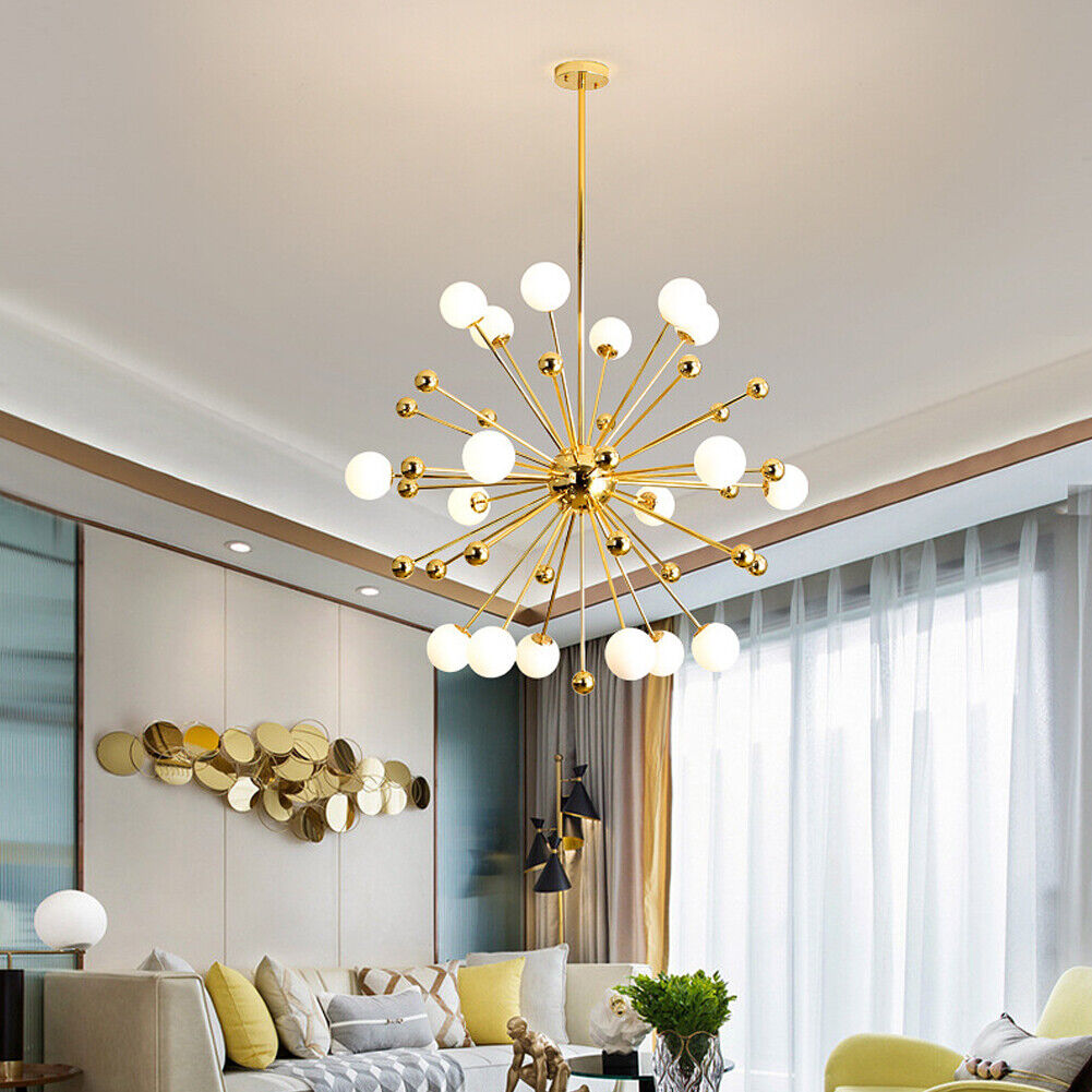 Valentina Scandinavische Vuurwerk LED Kroonluchters Goud Metaal Woonkamer - afbeelding 6 | Noma Lighting