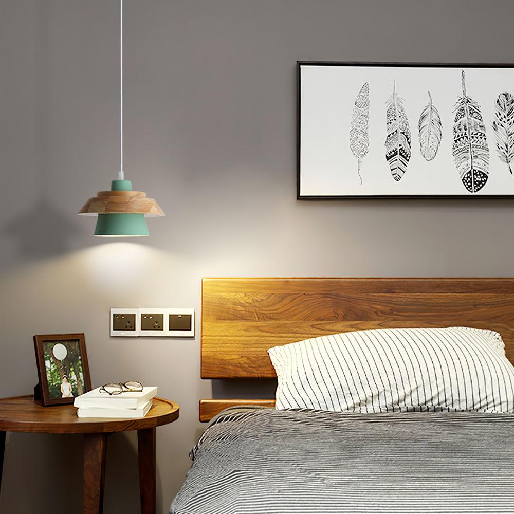 Zaid Moderne Design LED Hanglamp Metaal Hout 6 Kleur Slaapkamer/Woonkamer - afbeelding 8 | Noma Lighting