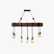 Alessio Lineaire Retro LED Hanglamp Bruin Eettafel Woonkamer Hout/Glas - afbeelding 1 | Noma Lighting