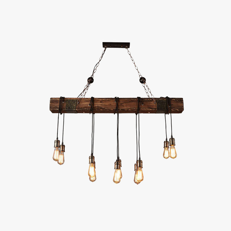 Alessio Lineaire Retro LED Hanglamp Bruin Eettafel Woonkamer Hout/Glas