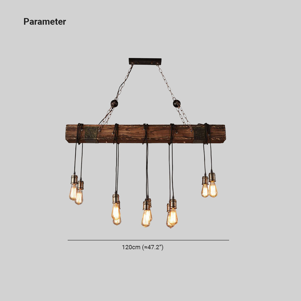 Alessio Lineaire Retro LED Hanglamp Bruin Eettafel Woonkamer Hout/Glas - afbeelding 4 | Noma Lighting