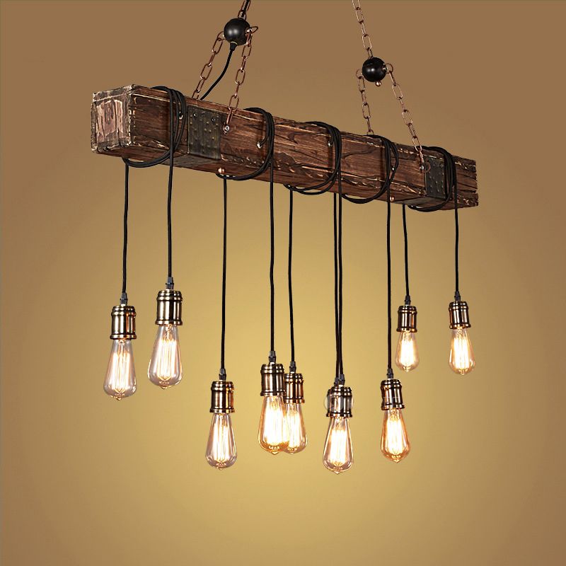 Alessio Lineaire Retro LED Hanglamp Bruin Eettafel Woonkamer Hout/Glas - afbeelding 6 | Noma Lighting