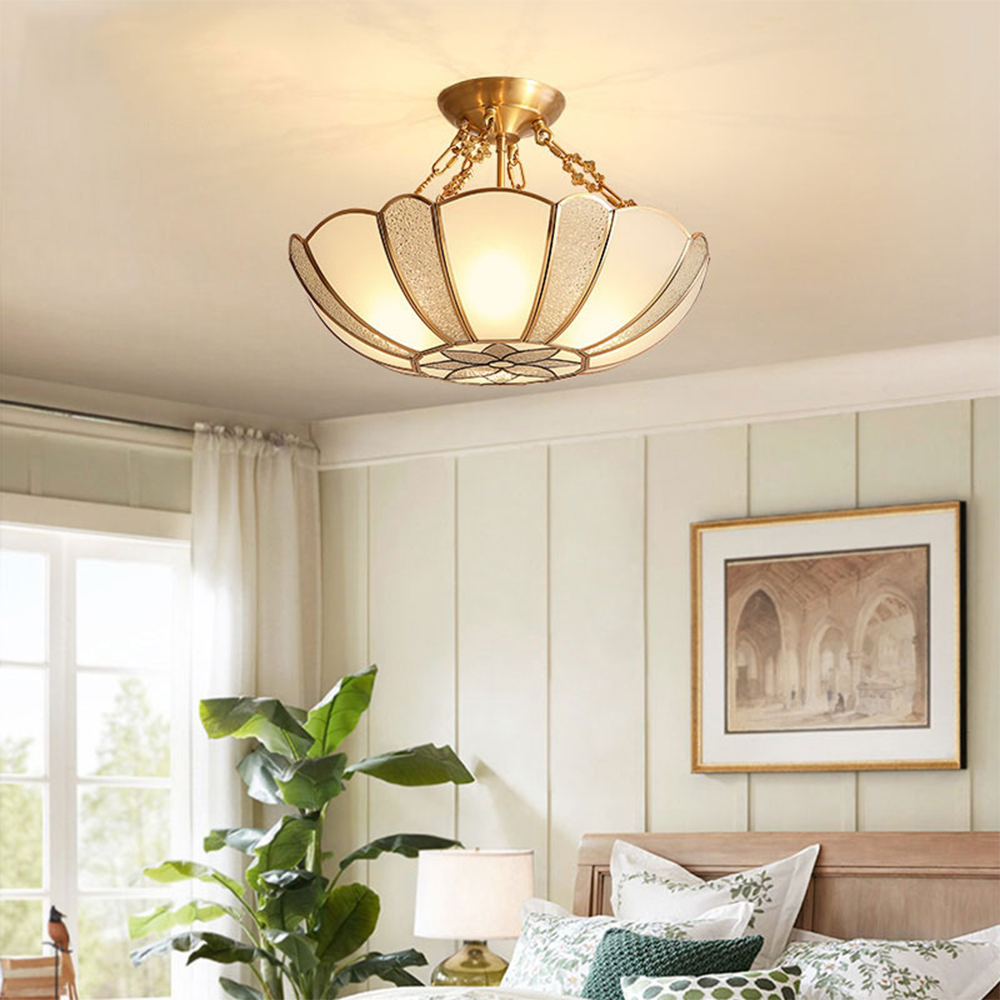 Alessio Retro Bloem Inbouwmontage Plafondlamp Metaal Glas Slaapkamer - afbeelding 3 | Noma Lighting