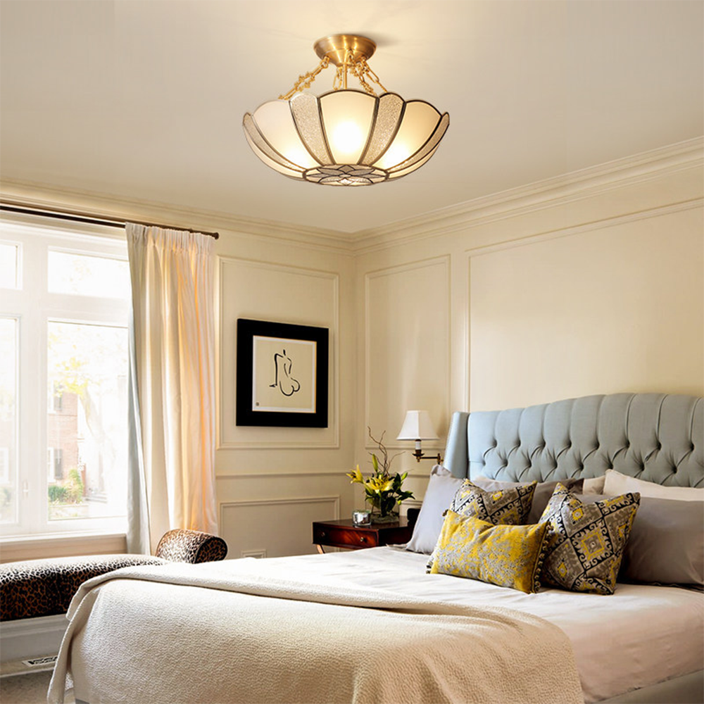 Alessio Retro Bloem Inbouwmontage Plafondlamp Metaal Glas Slaapkamer - afbeelding 6 | Noma Lighting