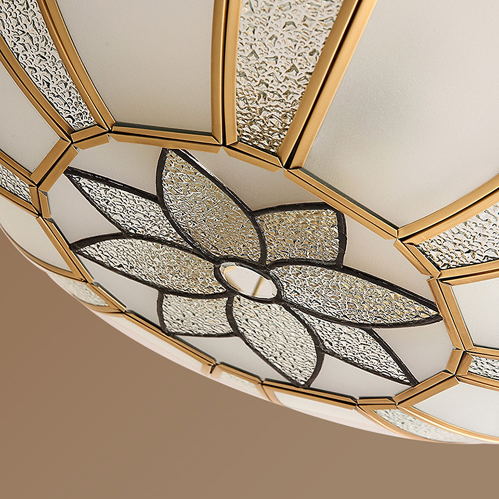 Alessio Retro Bloem Inbouwmontage Plafondlamp Metaal Glas Slaapkamer - afbeelding 7 | Noma Lighting