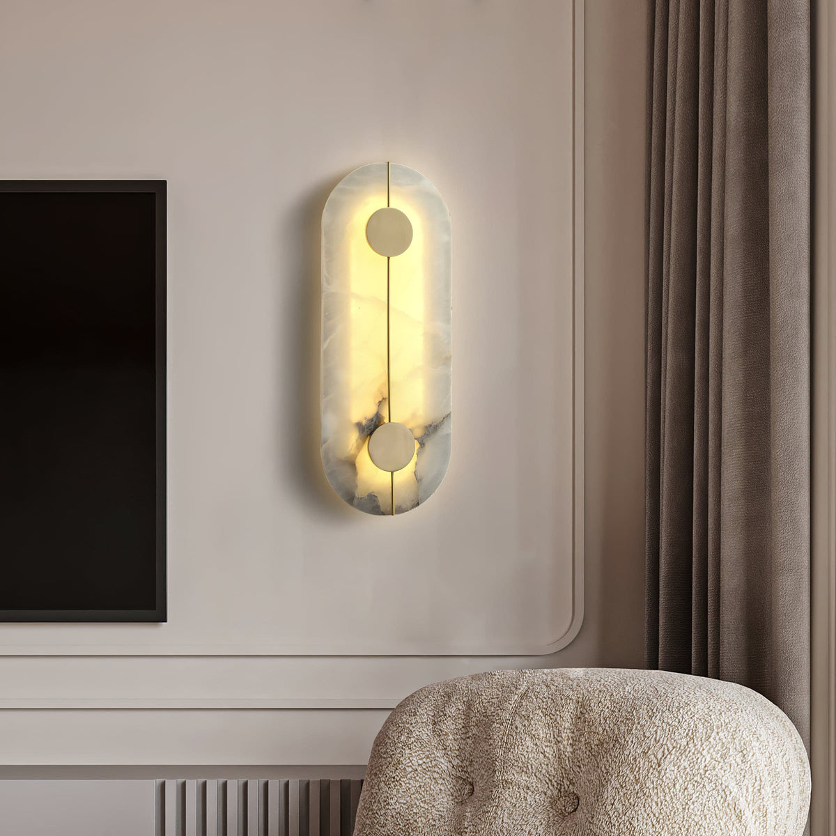 Artistieke wandlamp van dolomiet en koper met retro-uitstraling - afbeelding 12 | Noma Lighting