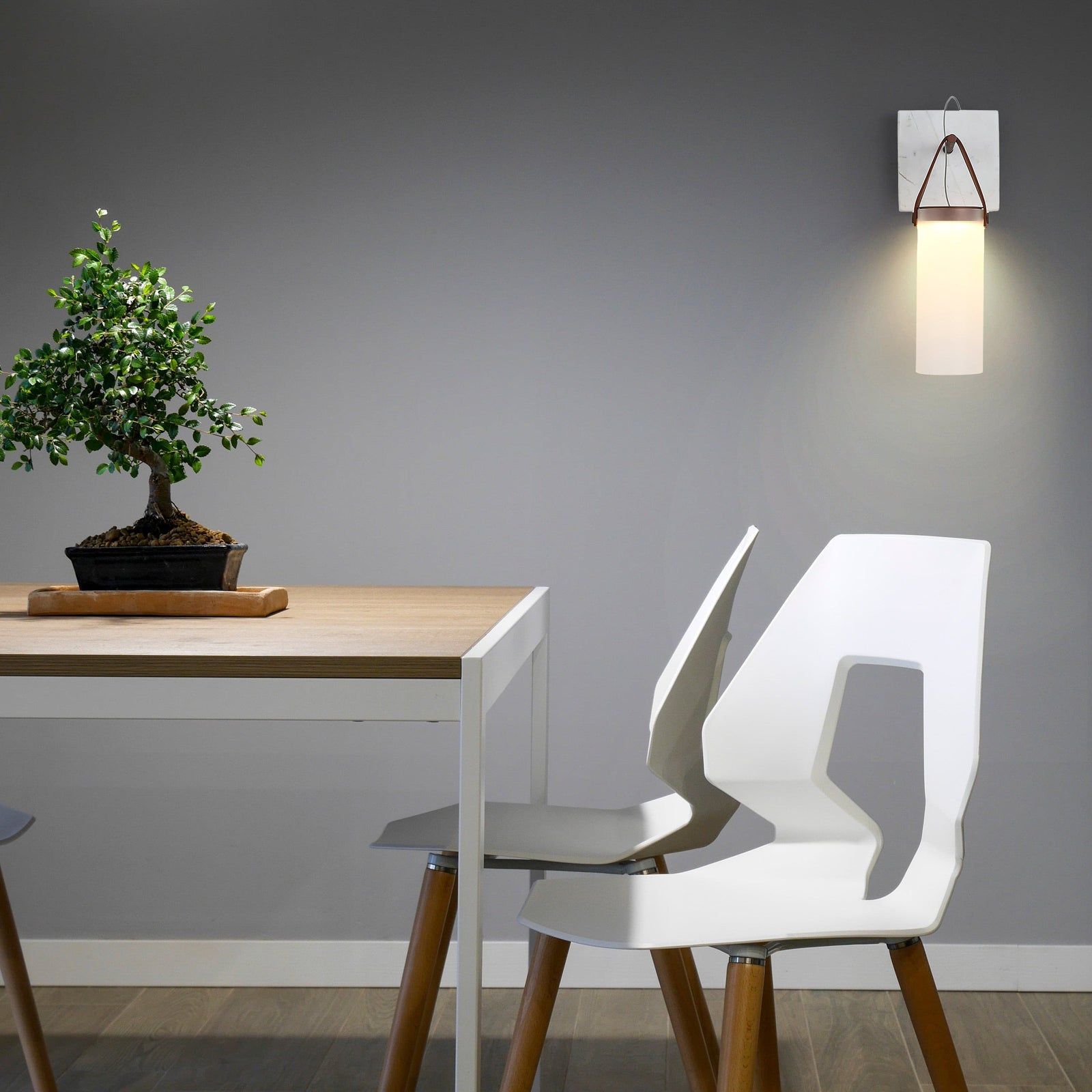 Galerie wandlamp Fontana glas leer marmer - afbeelding 10 | Noma Lighting