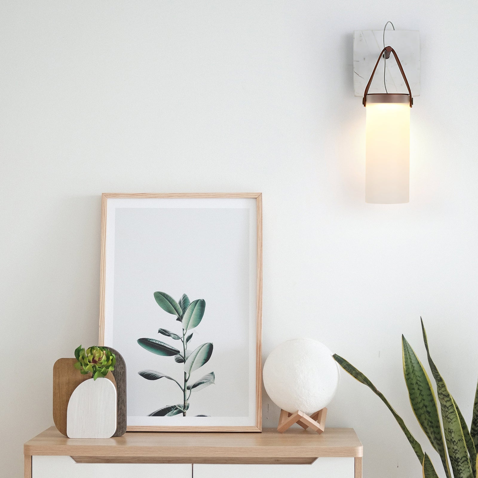 Galerie wandlamp Fontana glas leer marmer - afbeelding 11 | Noma Lighting