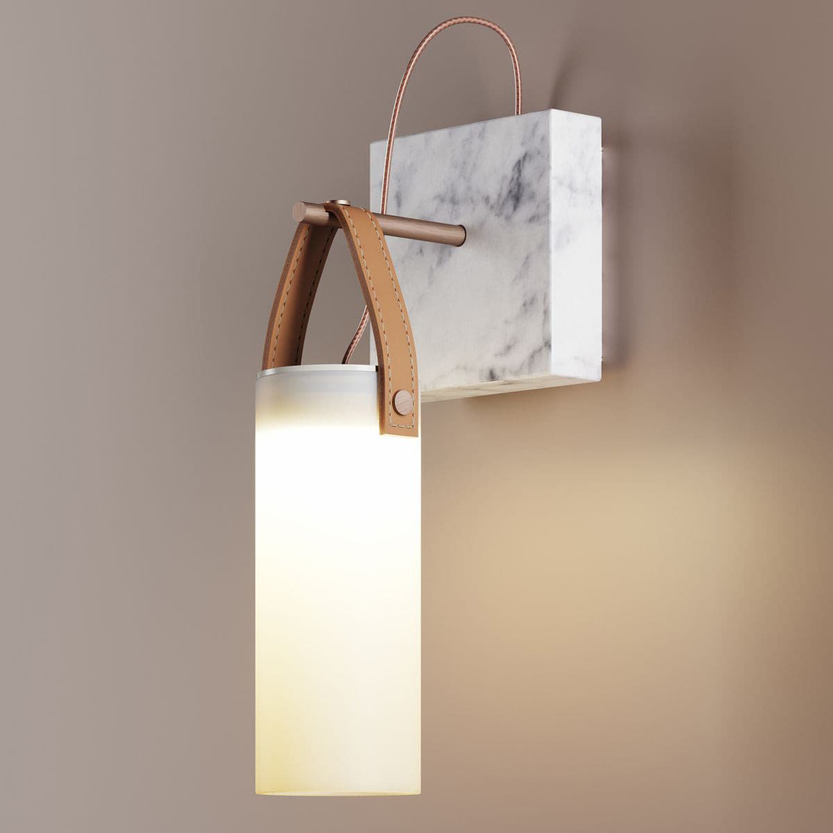 Galerie wandlamp Fontana glas leer marmer - afbeelding 12 | Noma Lighting