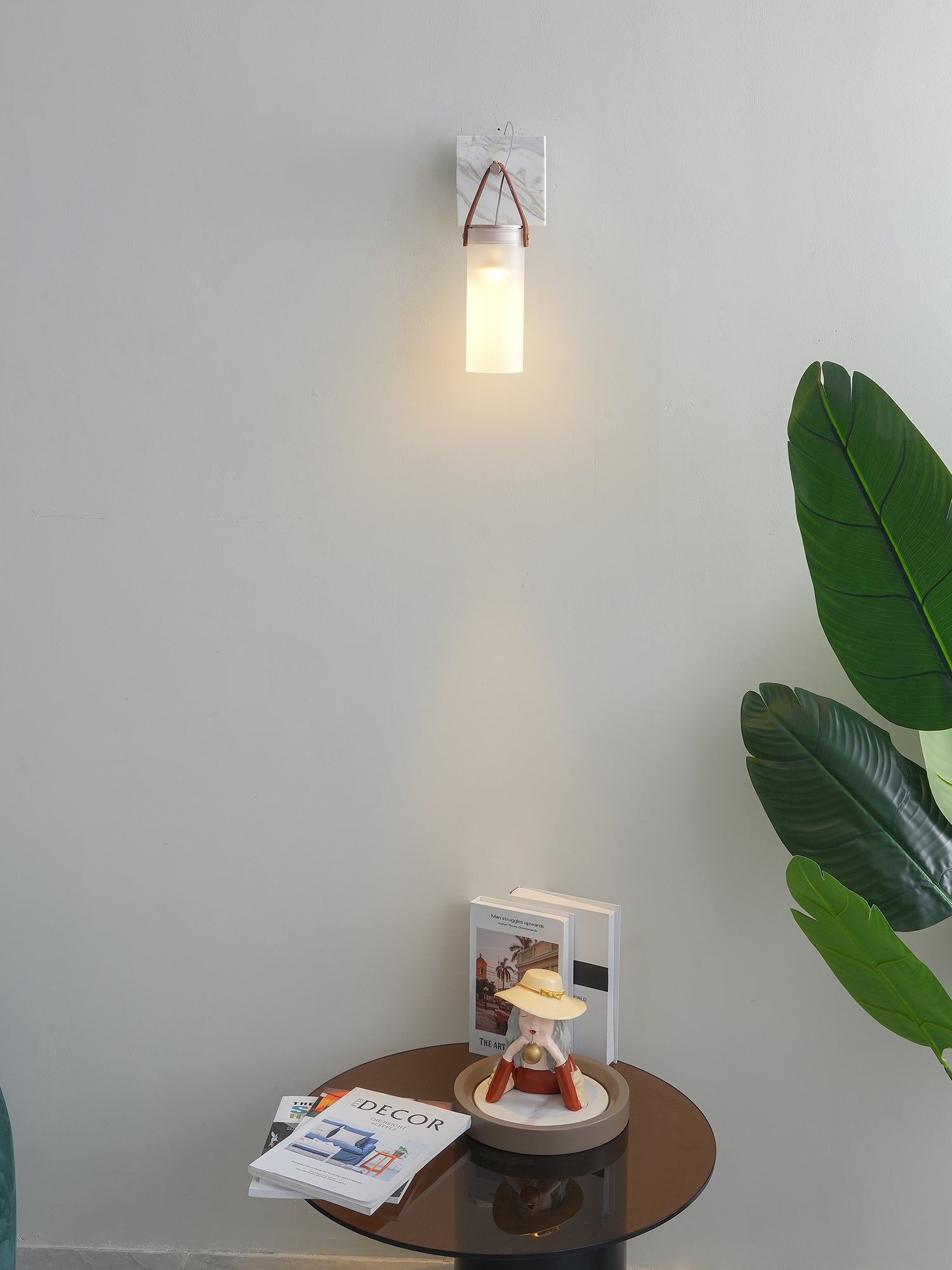 Galerie wandlamp Fontana glas leer marmer - afbeelding 2 | Noma Lighting