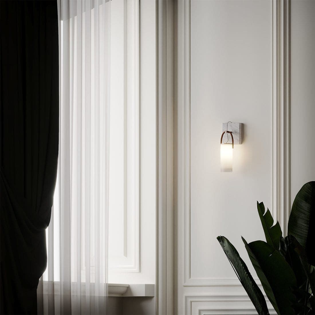 Galerie wandlamp Fontana glas leer marmer - afbeelding 22 | Noma Lighting