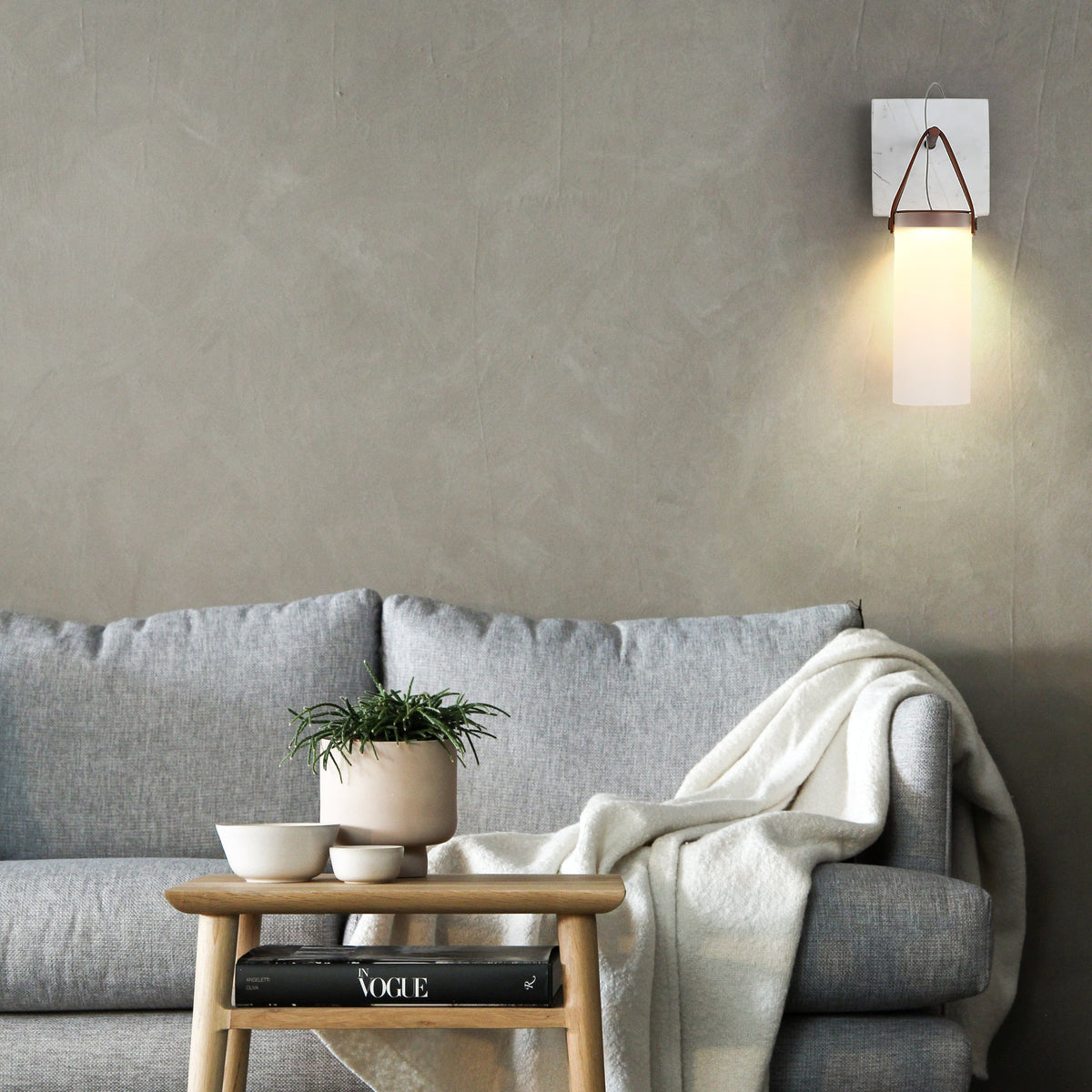 Galerie wandlamp Fontana glas leer marmer - afbeelding 23 | Noma Lighting