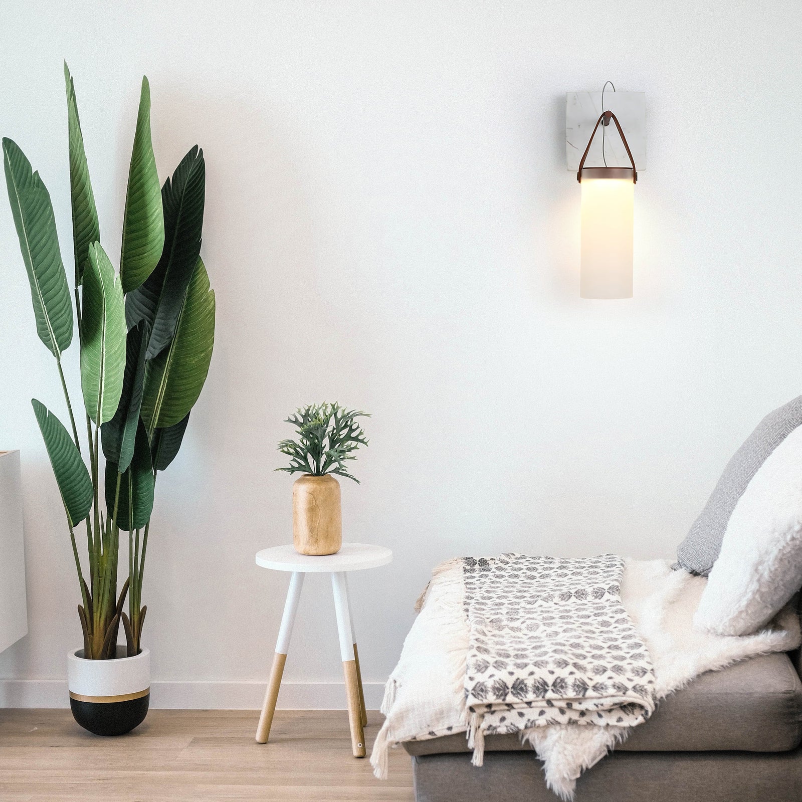 Galerie wandlamp Fontana glas leer marmer - afbeelding 24 | Noma Lighting