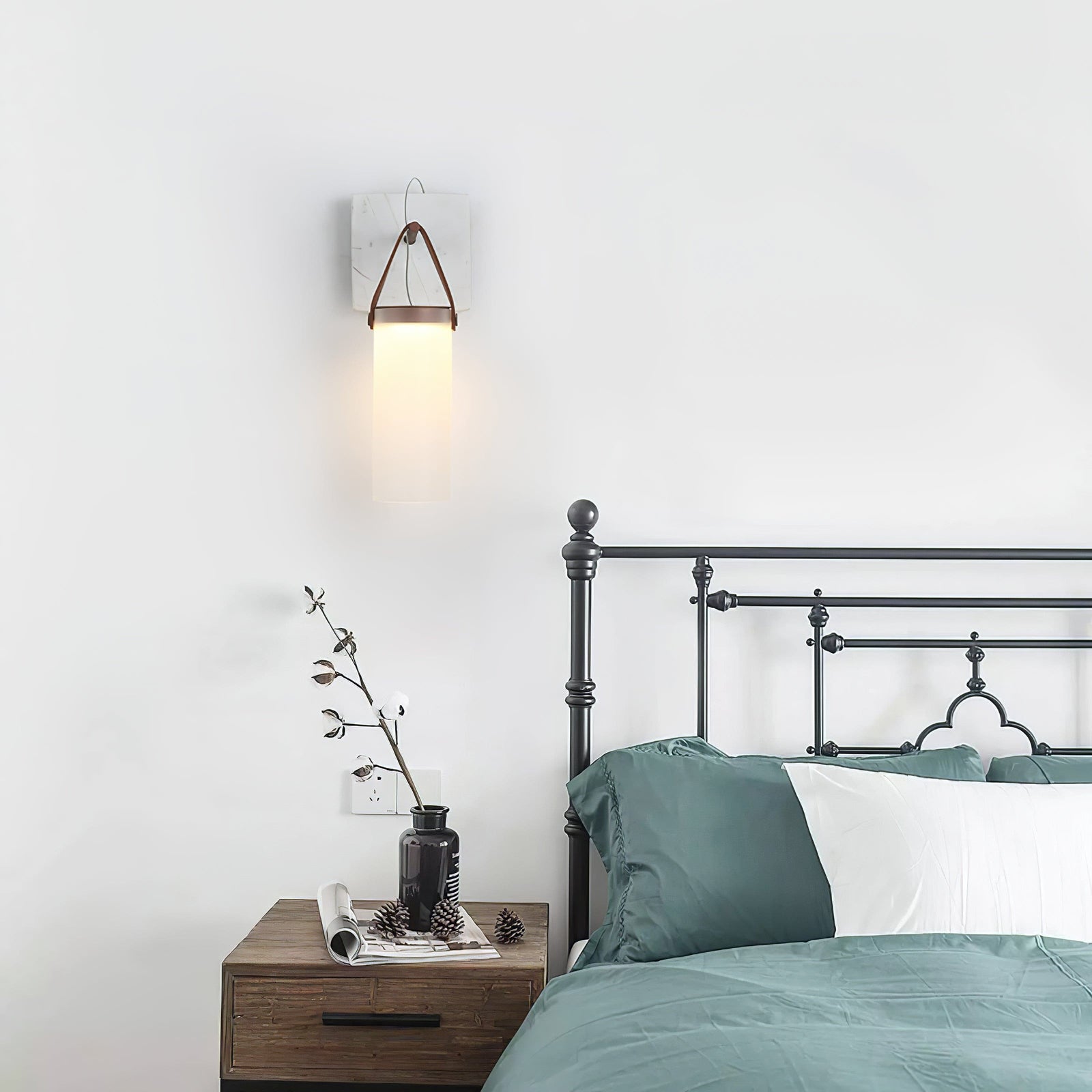 Galerie wandlamp Fontana glas leer marmer - afbeelding 26 | Noma Lighting
