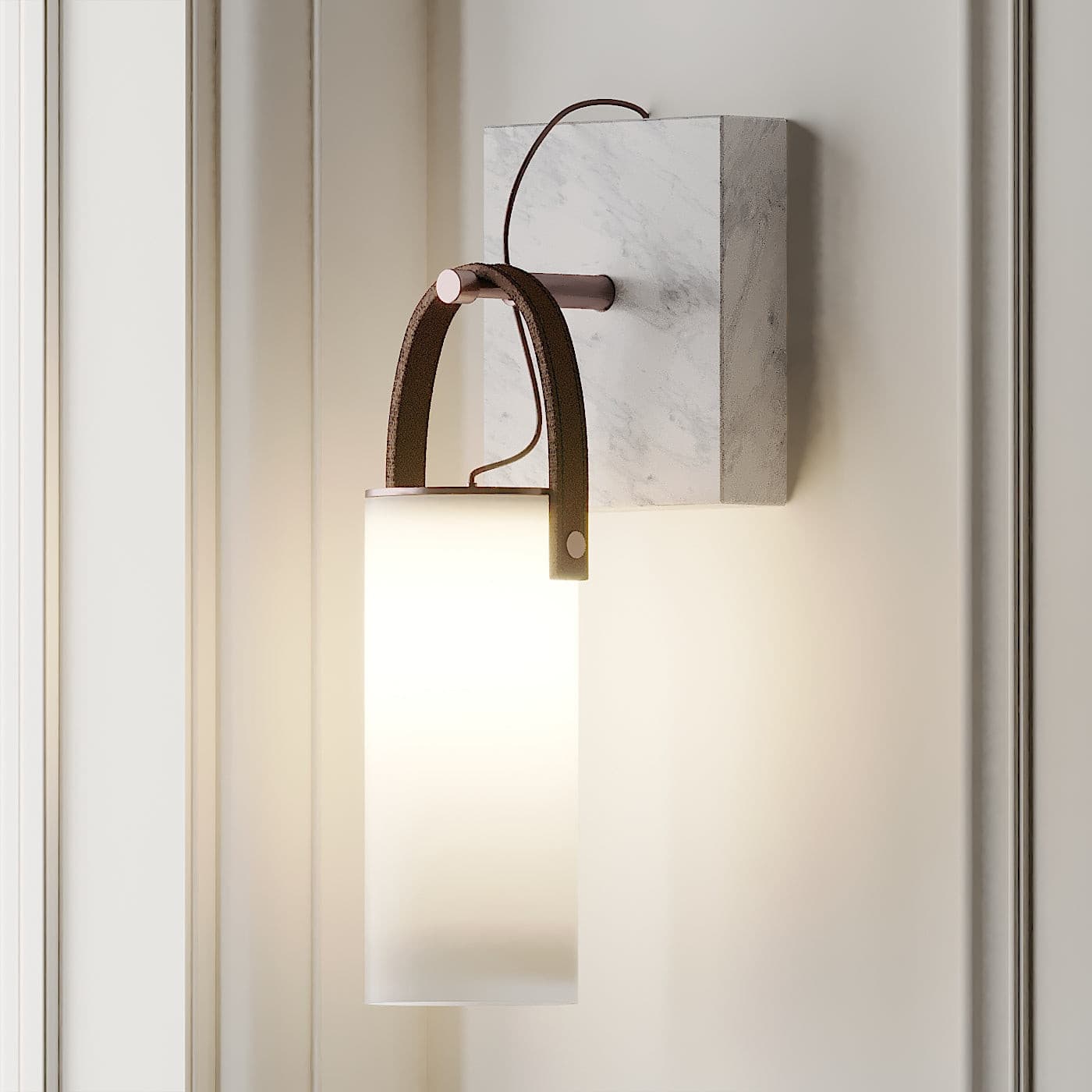 Galerie wandlamp Fontana glas leer marmer - afbeelding 27 | Noma Lighting