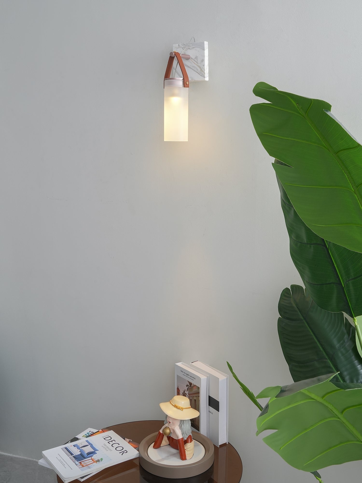 Galerie wandlamp Fontana glas leer marmer - afbeelding 3 | Noma Lighting