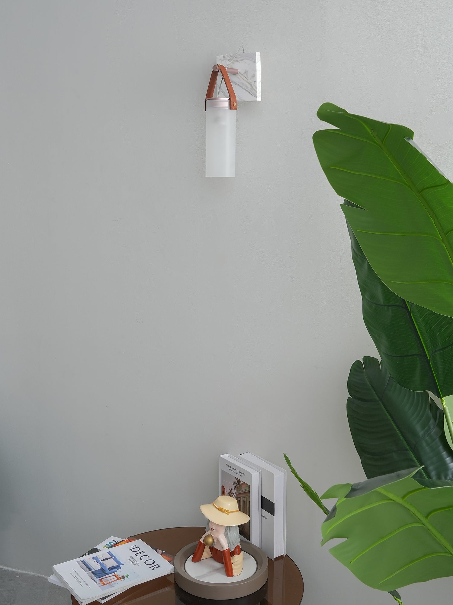 Galerie wandlamp Fontana glas leer marmer - afbeelding 4 | Noma Lighting