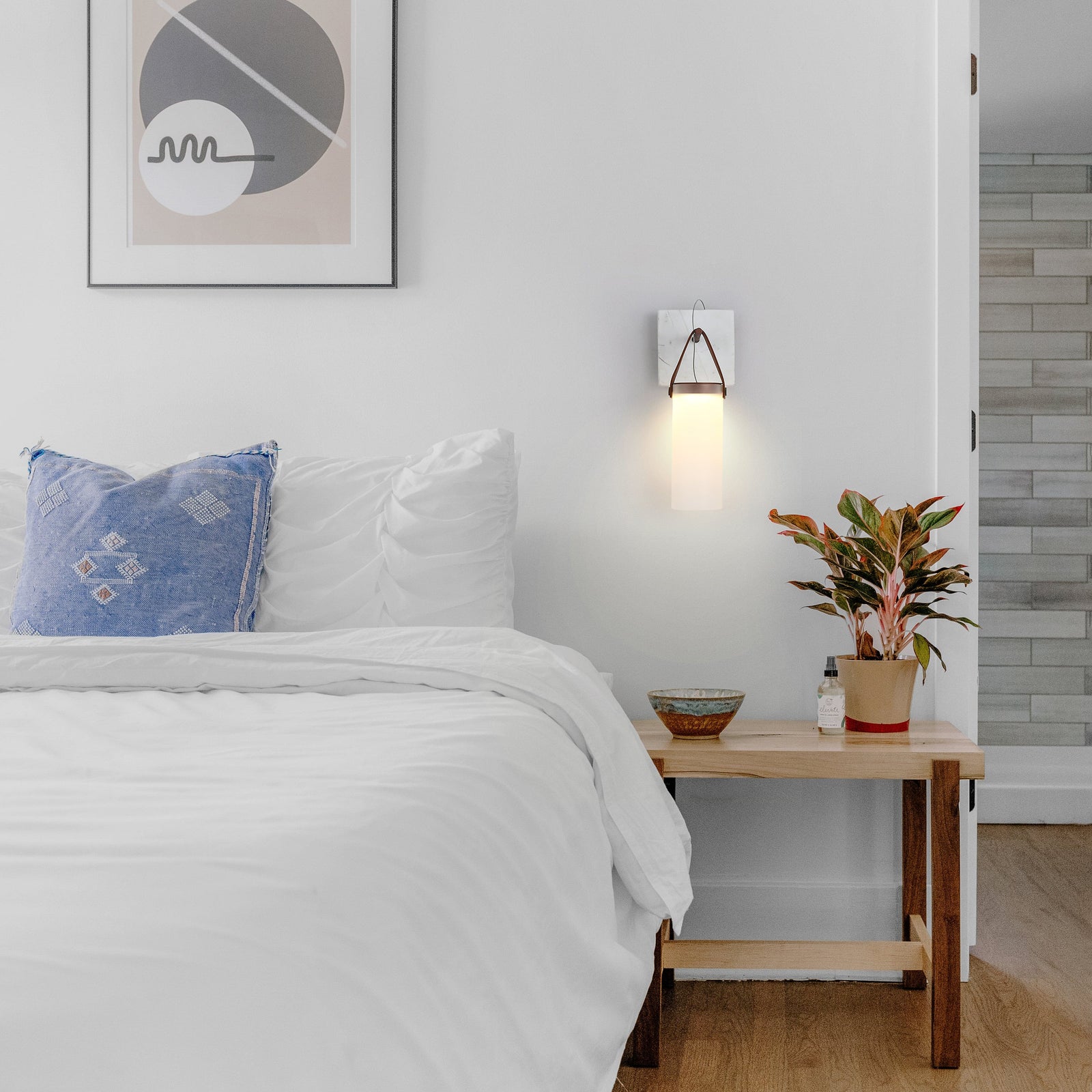 Galerie wandlamp Fontana glas leer marmer - afbeelding 9 | Noma Lighting
