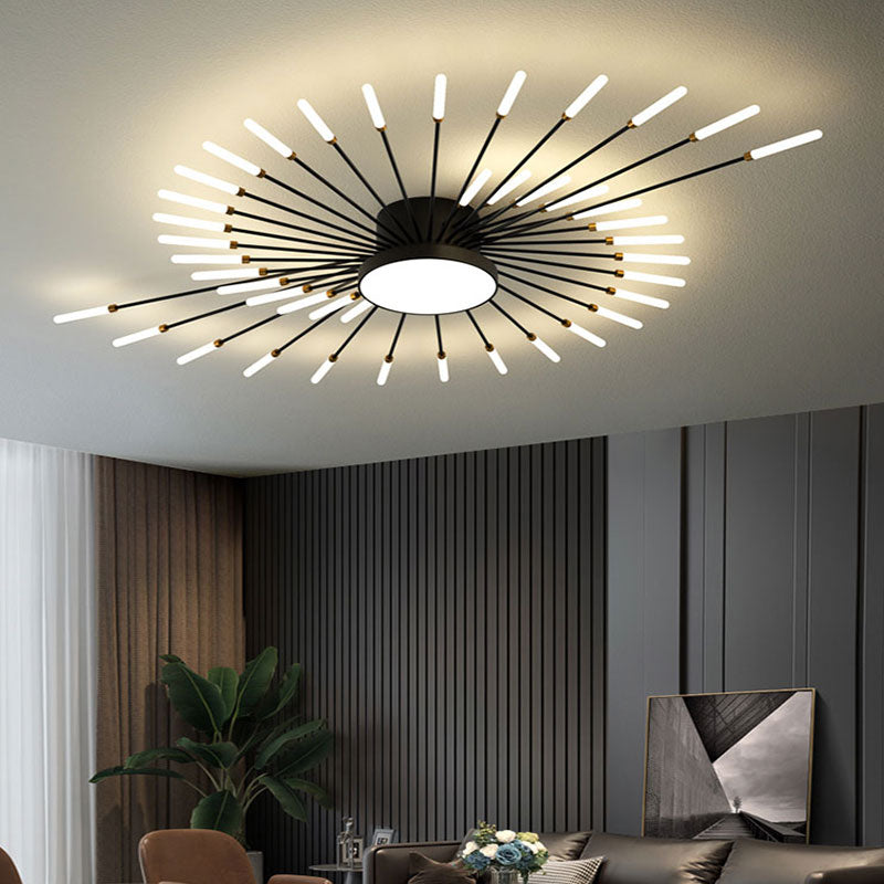 Lowry  Moderne Vuurwerk LED Plafondlampen Zwart Goud Woonkamer - afbeelding 2 | Noma Lighting