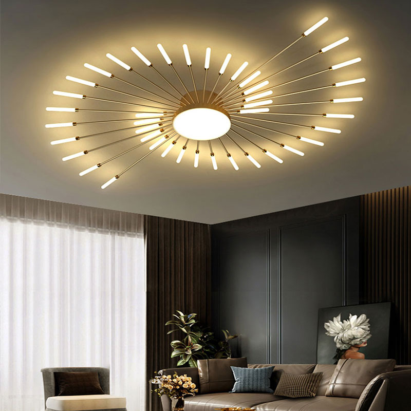 Lowry  Moderne Vuurwerk LED Plafondlampen Zwart Goud Woonkamer - afbeelding 3 | Noma Lighting