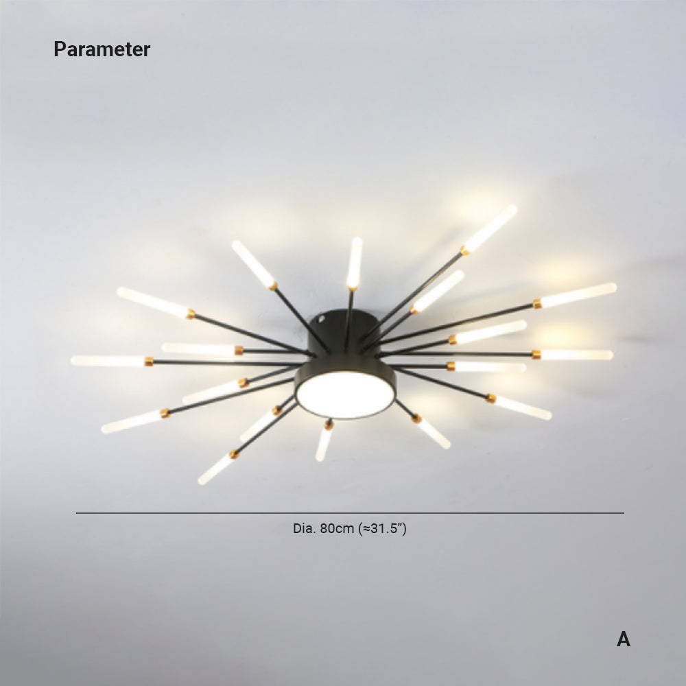 Lowry  Moderne Vuurwerk LED Plafondlampen Zwart Goud Woonkamer - afbeelding 4 | Noma Lighting