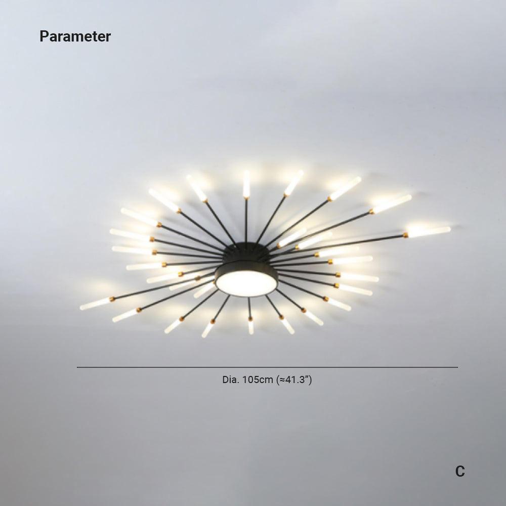 Lowry  Moderne Vuurwerk LED Plafondlampen Zwart Goud Woonkamer - afbeelding 6 | Noma Lighting