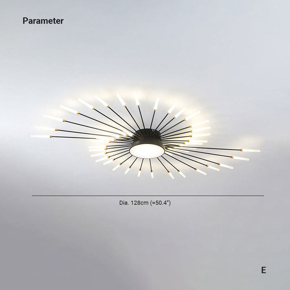 Lowry  Moderne Vuurwerk LED Plafondlampen Zwart Goud Woonkamer - afbeelding 7 | Noma Lighting