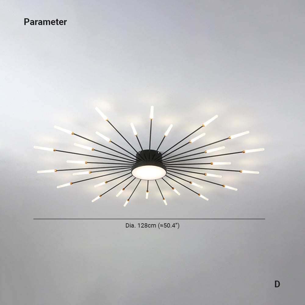 Lowry  Moderne Vuurwerk LED Plafondlampen Zwart Goud Woonkamer - afbeelding 8 | Noma Lighting
