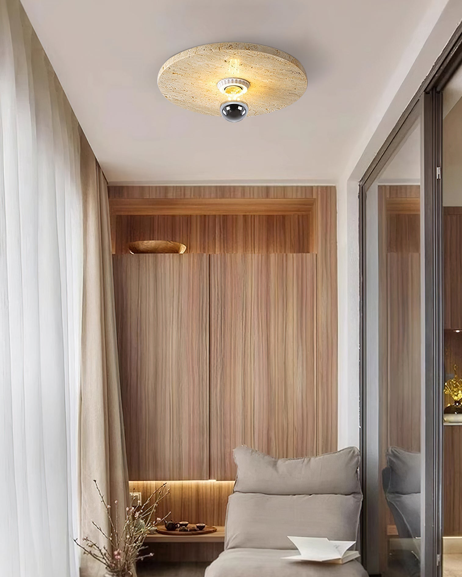 Norarora travertin Vlakke plafondlamp - afbeelding 3 | Noma Lighting