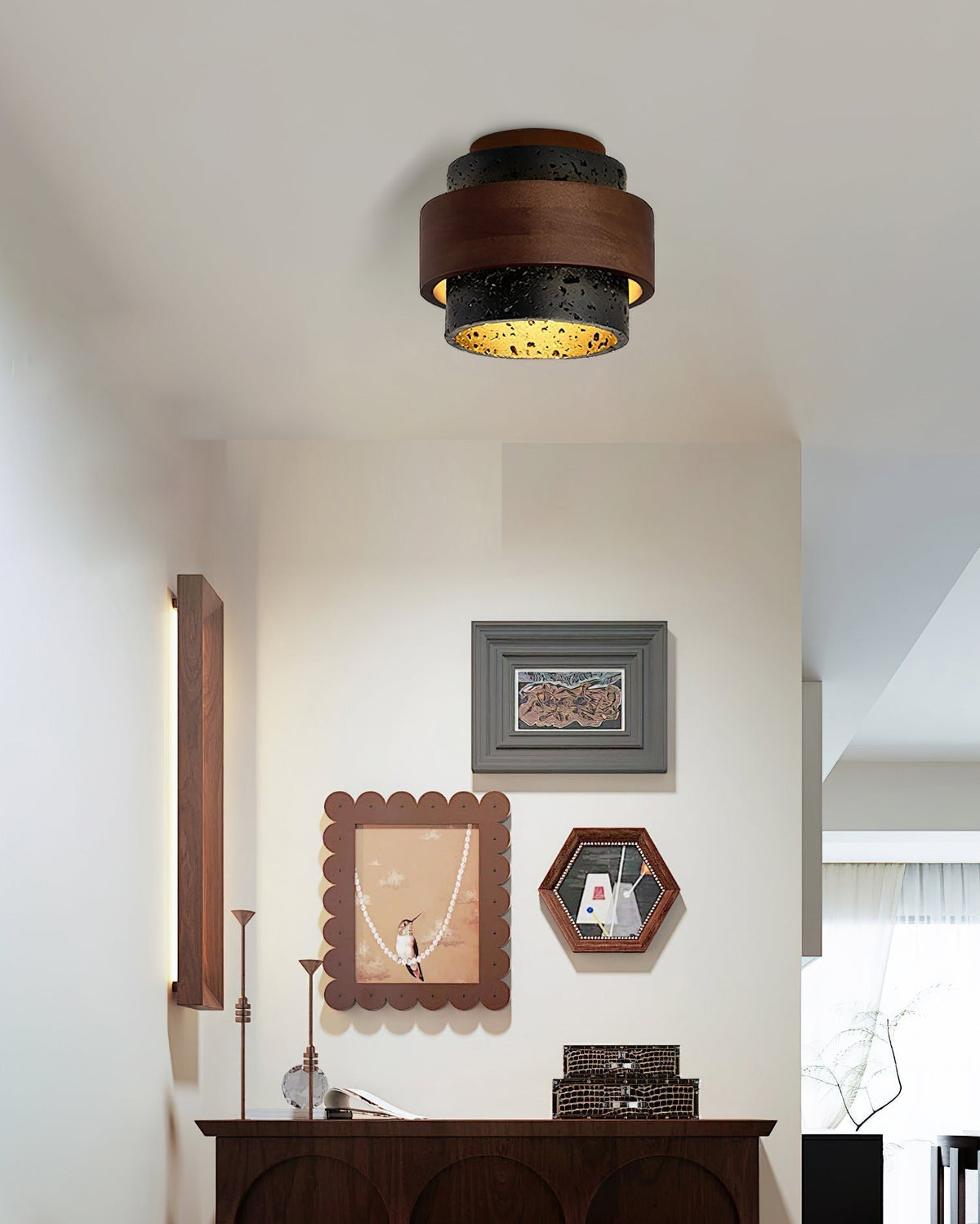 Noruaine zwarte travertin plafondlamp - afbeelding 6 | Noma Lighting