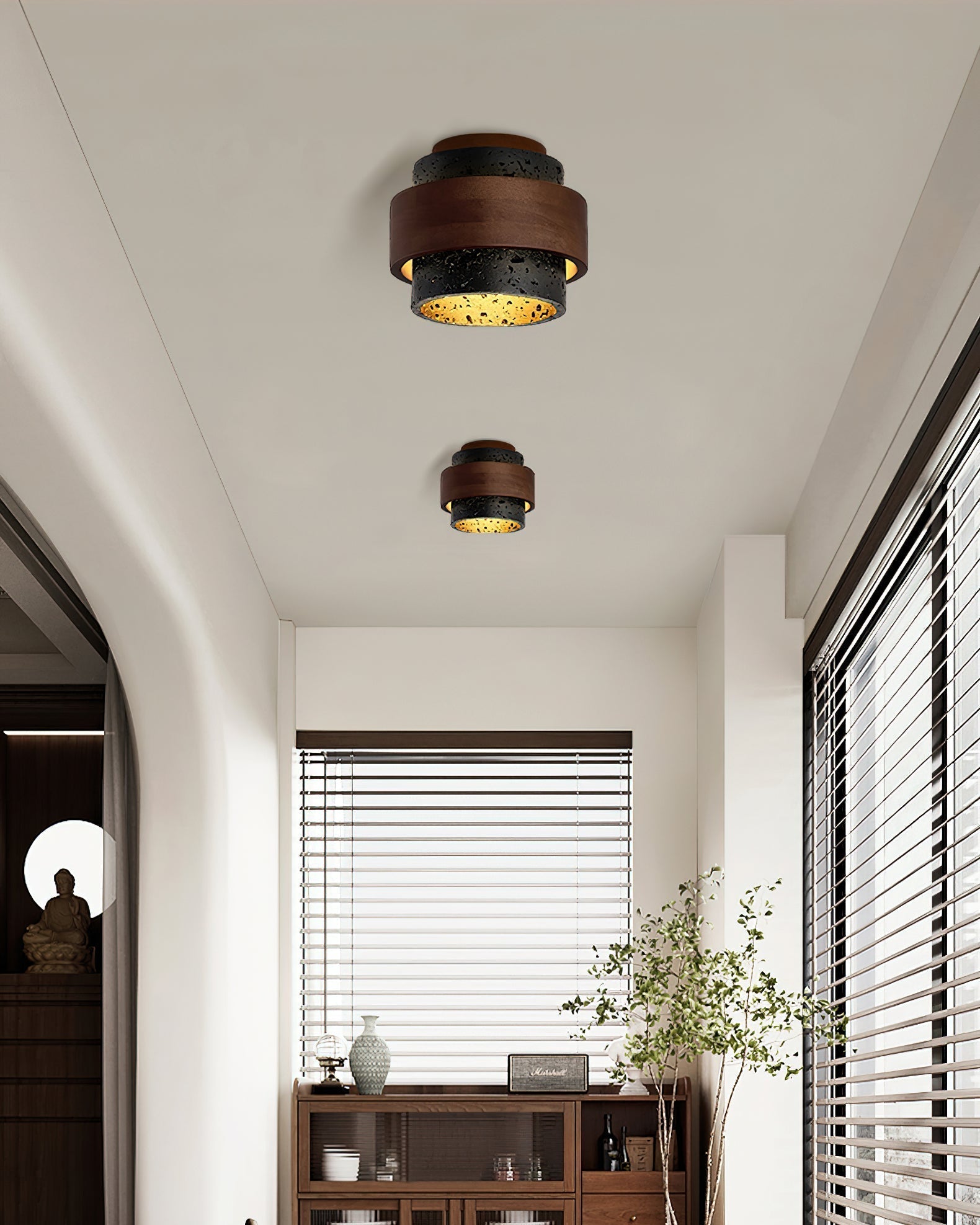 Noruaine zwarte travertin plafondlamp - afbeelding 7 | Noma Lighting