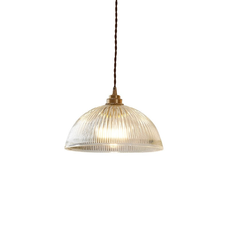 Alessio Eenvoudige hanglamp van metaal en glas in komvorm, transparant, voor de eetkamer.