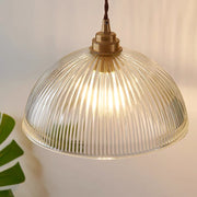 Alessio Eenvoudige hanglamp van metaal en glas in komvorm, transparant, voor de eetkamer. - afbeelding 3 | Noma Lighting