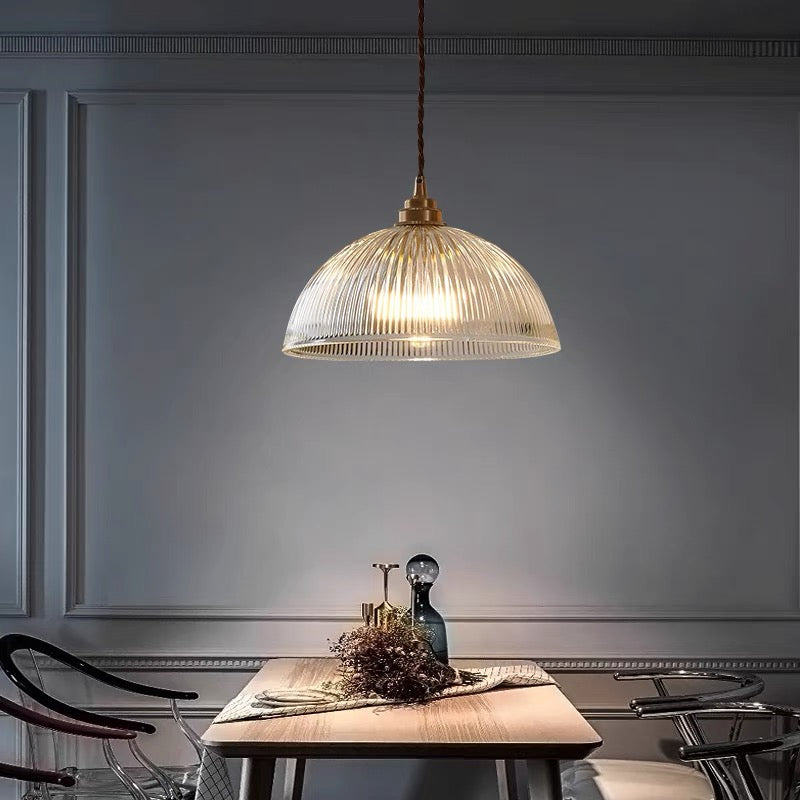 Alessio Eenvoudige hanglamp van metaal en glas in komvorm, transparant, voor de eetkamer. - afbeelding 5 | Noma Lighting