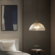 Alessio Eenvoudige hanglamp van metaal en glas in komvorm, transparant, voor de eetkamer. - afbeelding 6 | Noma Lighting