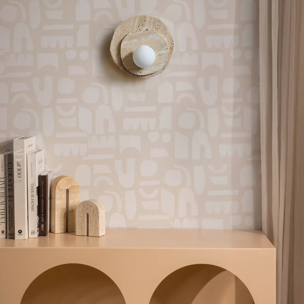 Tavinielle wandlamp travertin Layered Wabi-sabi Esthetiek - afbeelding 10 | Noma Lighting