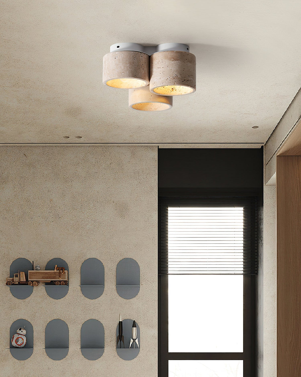 Valeneon travertin plafondlamp met 3 lichtpunten - afbeelding 12 | Noma Lighting
