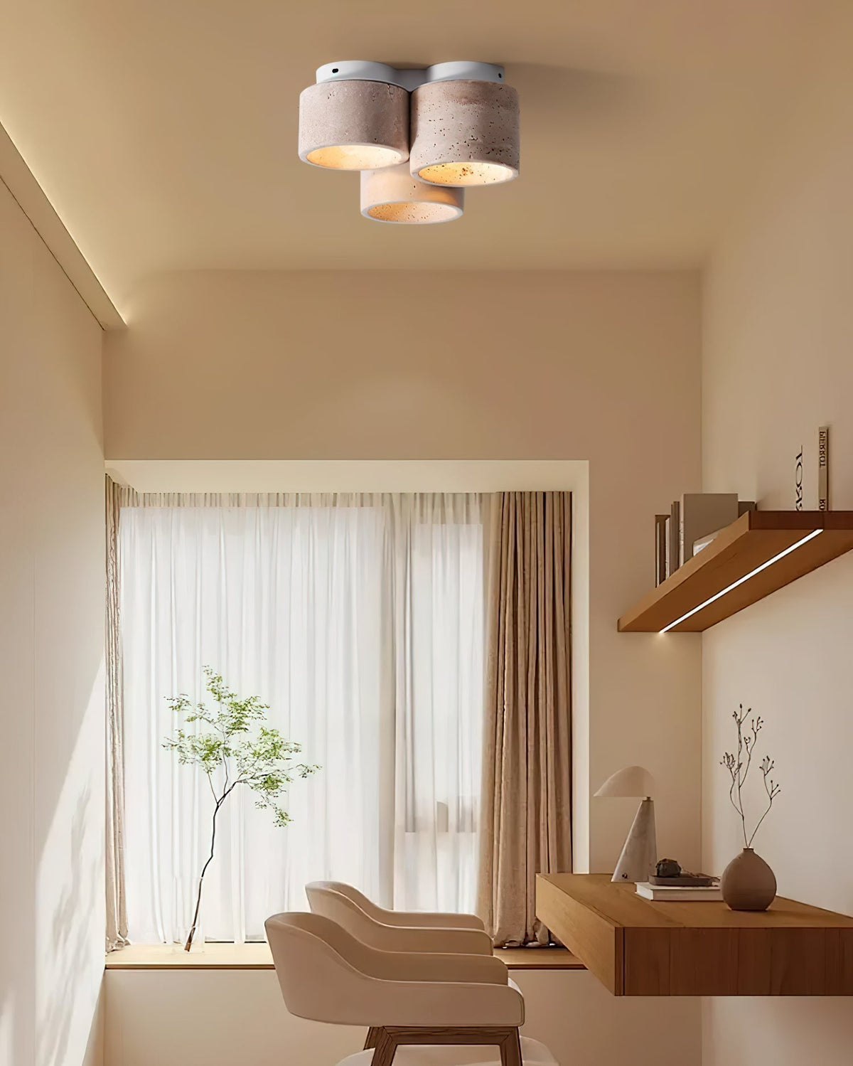 Valeneon travertin plafondlamp met 3 lichtpunten - afbeelding 6 | Noma Lighting